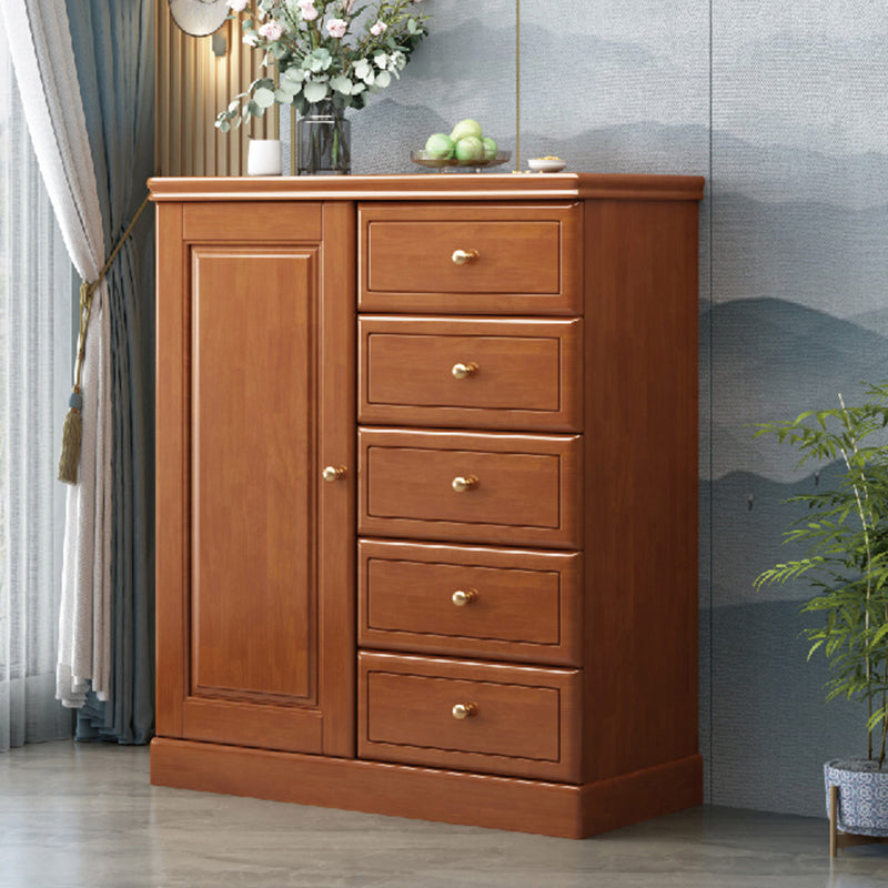 Rubberwood Accent Cabinet with Drawers Contemporary Storage Cabinet