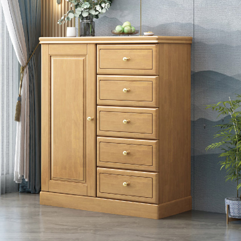 Rubberwood Accent Cabinet with Drawers Contemporary Storage Cabinet