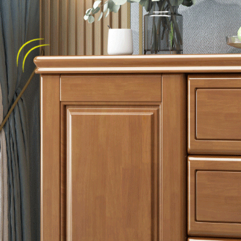 Rubberwood Accent Cabinet with Drawers Contemporary Storage Cabinet