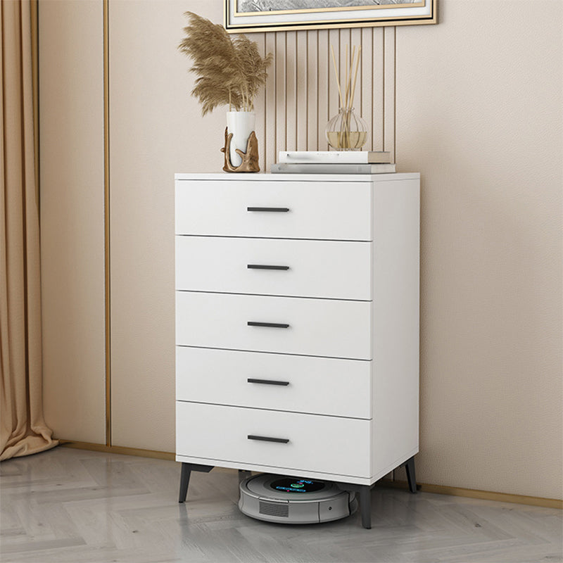 Wooden White  Accent Cabinet Modern Chest with 5 Drawers Modern