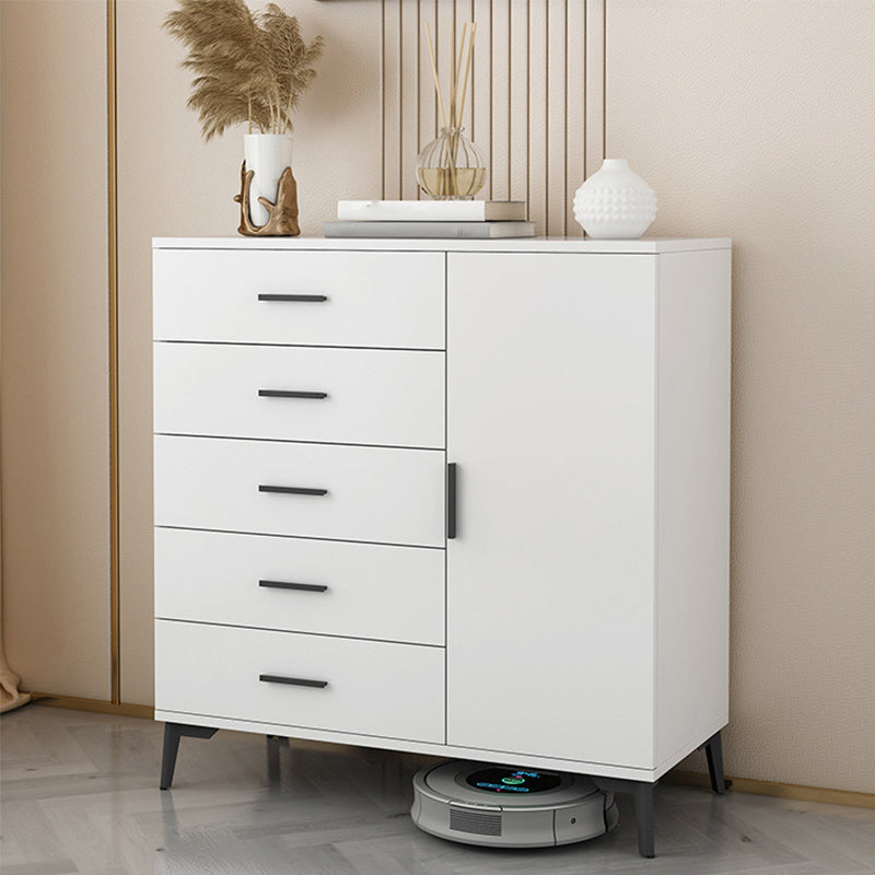 Wooden White  Accent Cabinet Modern Chest with 5 Drawers Modern