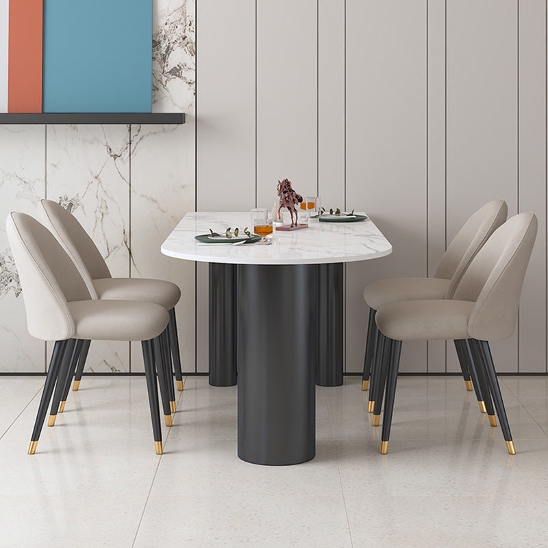 Sintered Stone Dining Table Modern White Top Dining Table with Black Frame