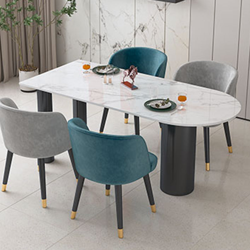 Sintered Stone Dining Table Modern White Top Dining Table with Black Frame