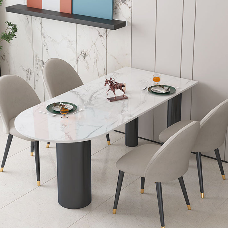 Sintered Stone Dining Table Modern White Top Dining Table with Black Frame