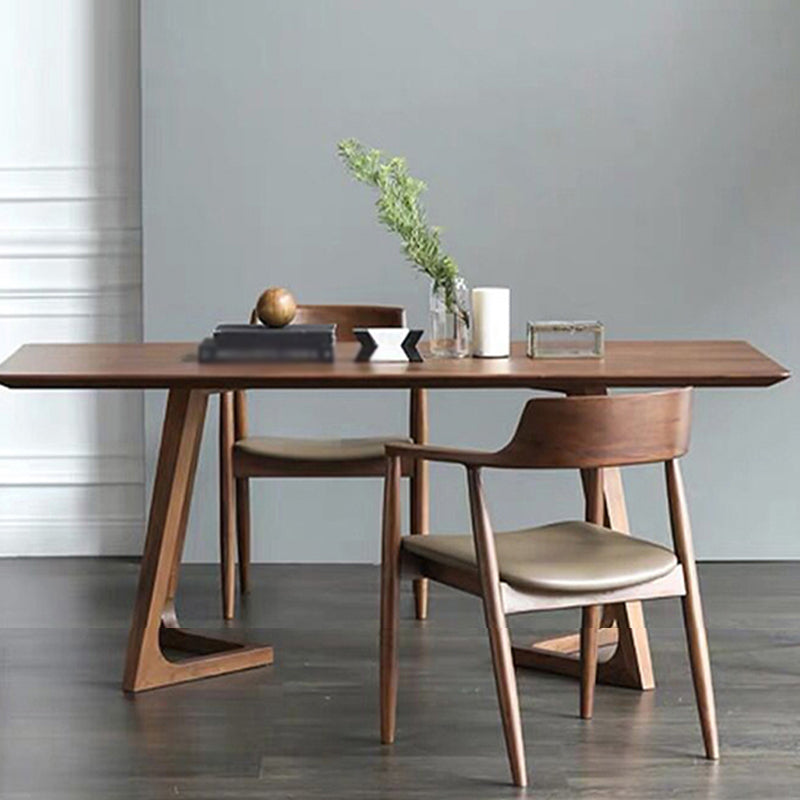 Brown Dining Table Contemporary Style Solid Wood Rectangle Dinner Table