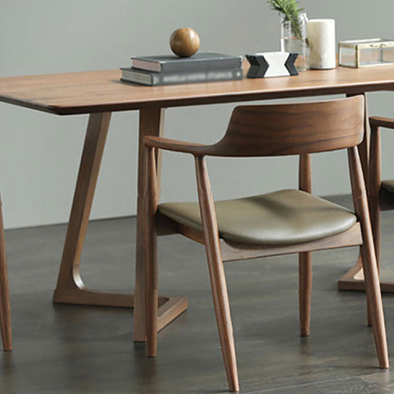 Brown Dining Table Contemporary Style Solid Wood Rectangle Dinner Table