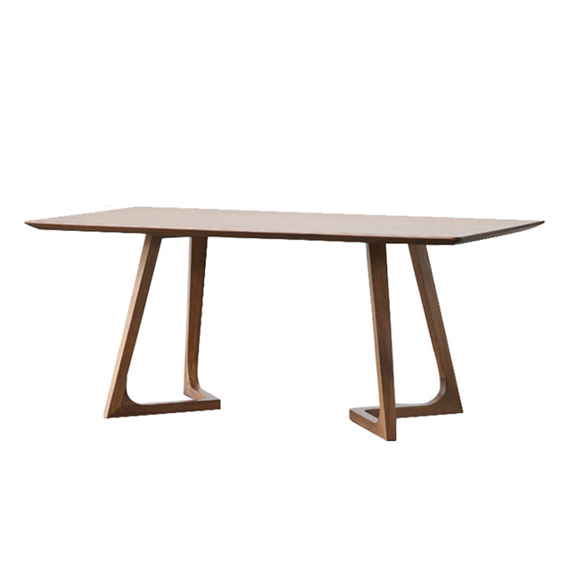 Brown Dining Table Contemporary Style Solid Wood Rectangle Dinner Table