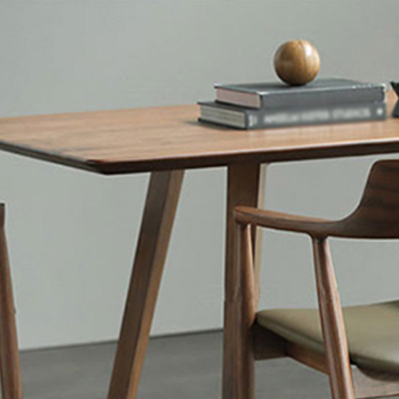 Brown Dining Table Contemporary Style Solid Wood Rectangle Dinner Table