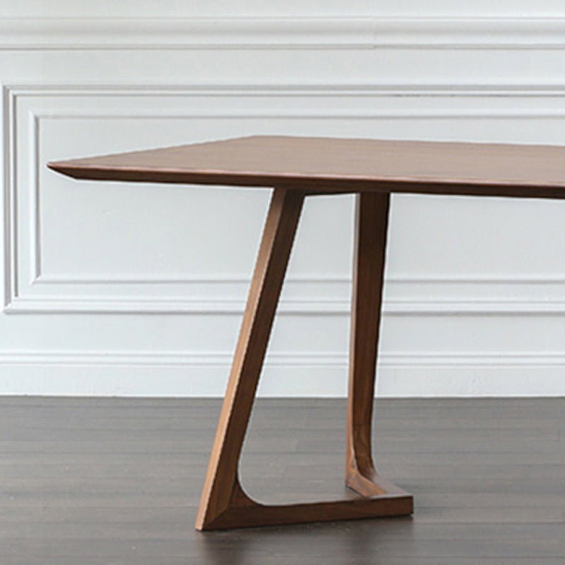 Brown Dining Table Contemporary Style Solid Wood Rectangle Dinner Table