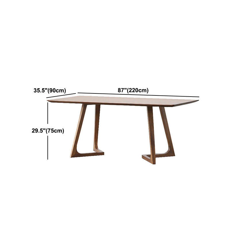 Brown Dining Table Contemporary Style Solid Wood Rectangle Dinner Table