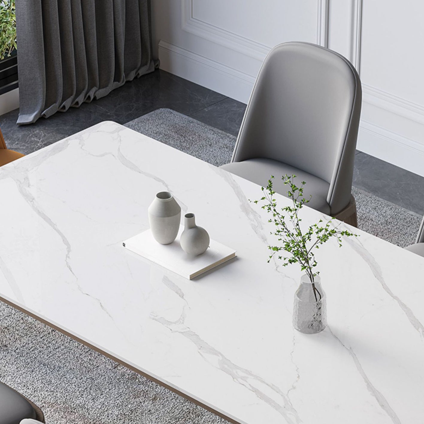 Medieval Modern Sintered Stone Top Table for Restaurant Rectangle Table with 4 Legs