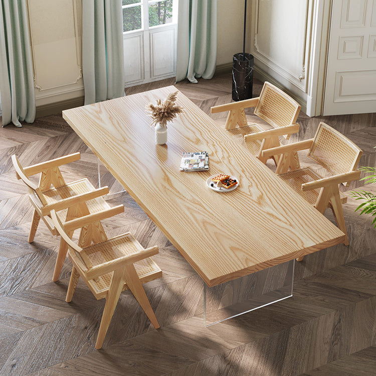 Solid Wood Top Dinner Table Modern Natural Acrylic Tripod Dining Table
