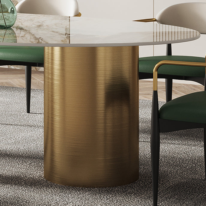 Luxury Sintered Stone Top Dining Table Oval White Table with 3 Legs for Restaurant