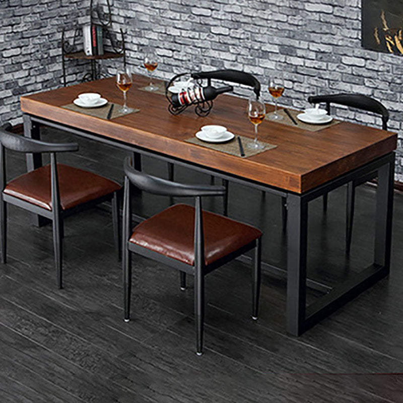Industrial Rectangle Dining Room Table Solid Wood Trestle Base Dining Table