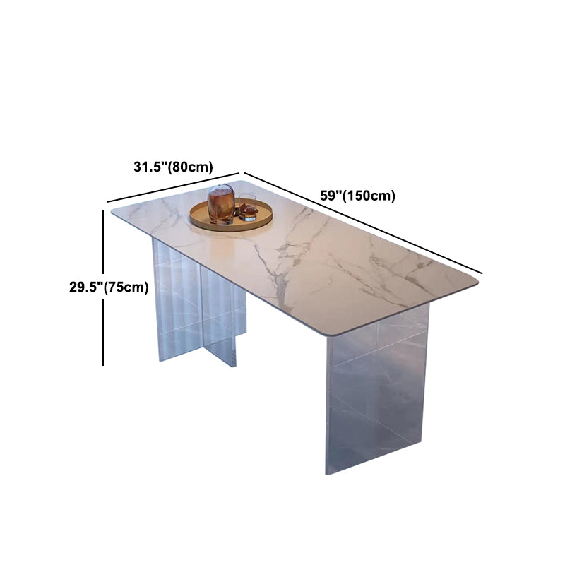 Modern White in Marble Counter Table Rectangle Dining Table for Kitchen