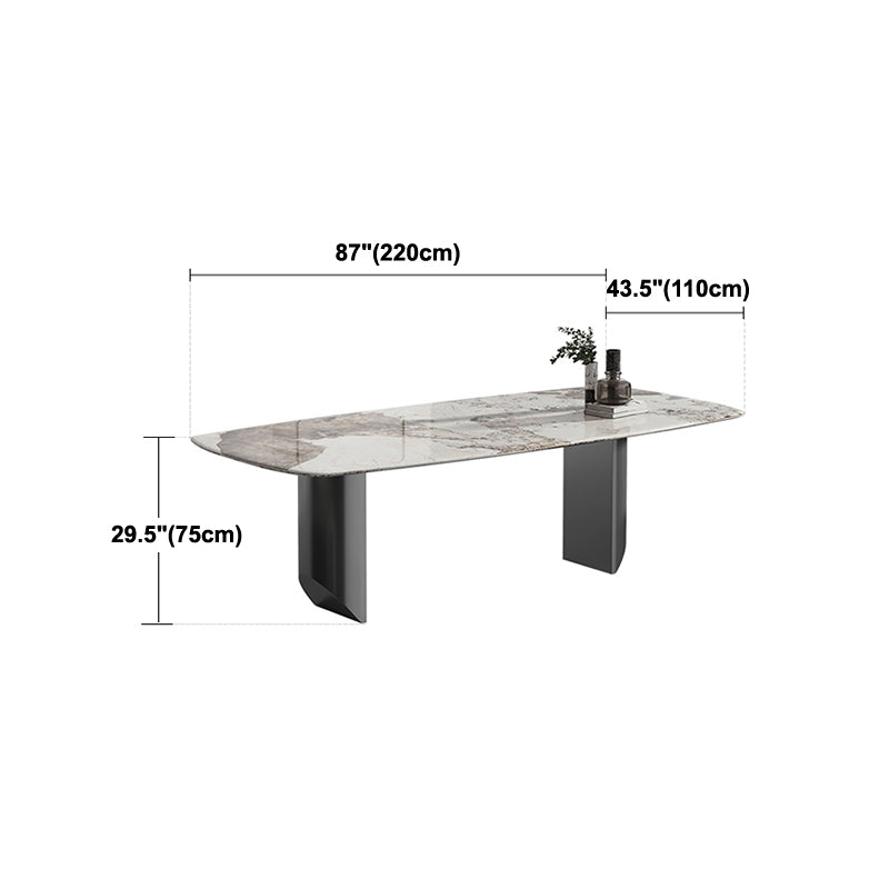 Modern Style Dining Table Sintered Stone Rectangle Table with Stainless Steel Base