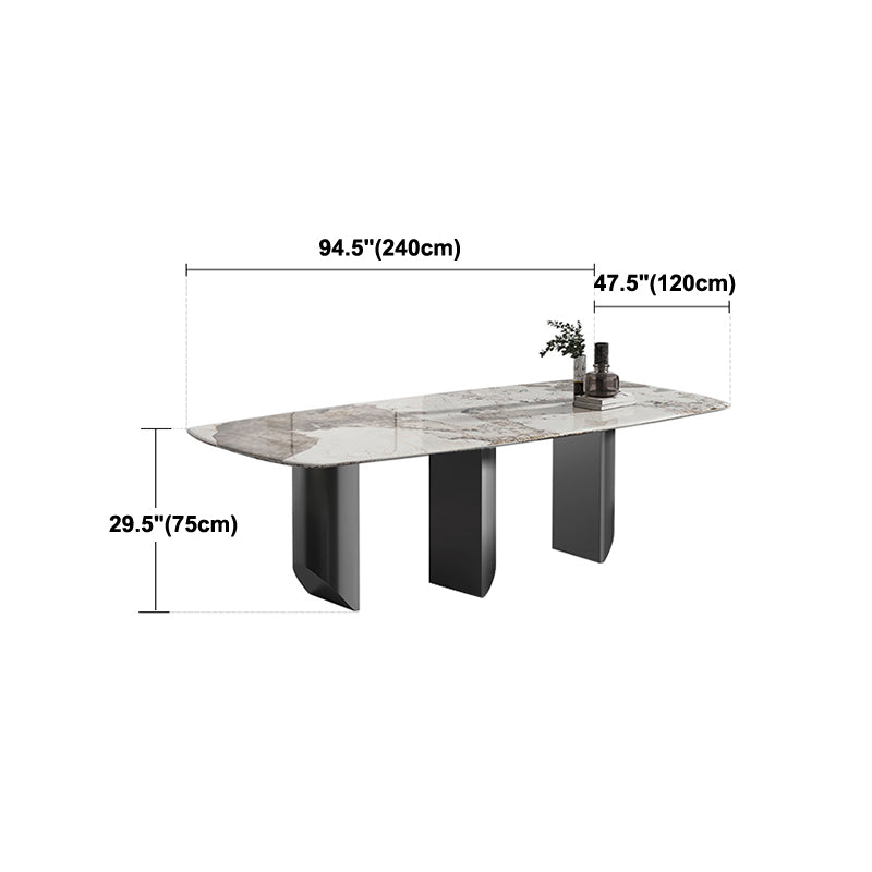 Modern Style Dining Table Sintered Stone Rectangle Table with Stainless Steel Base