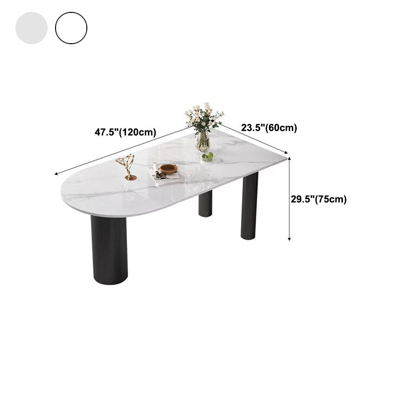 Modern White and Black Dinner Table Stone Top Tripod Base Dining Table