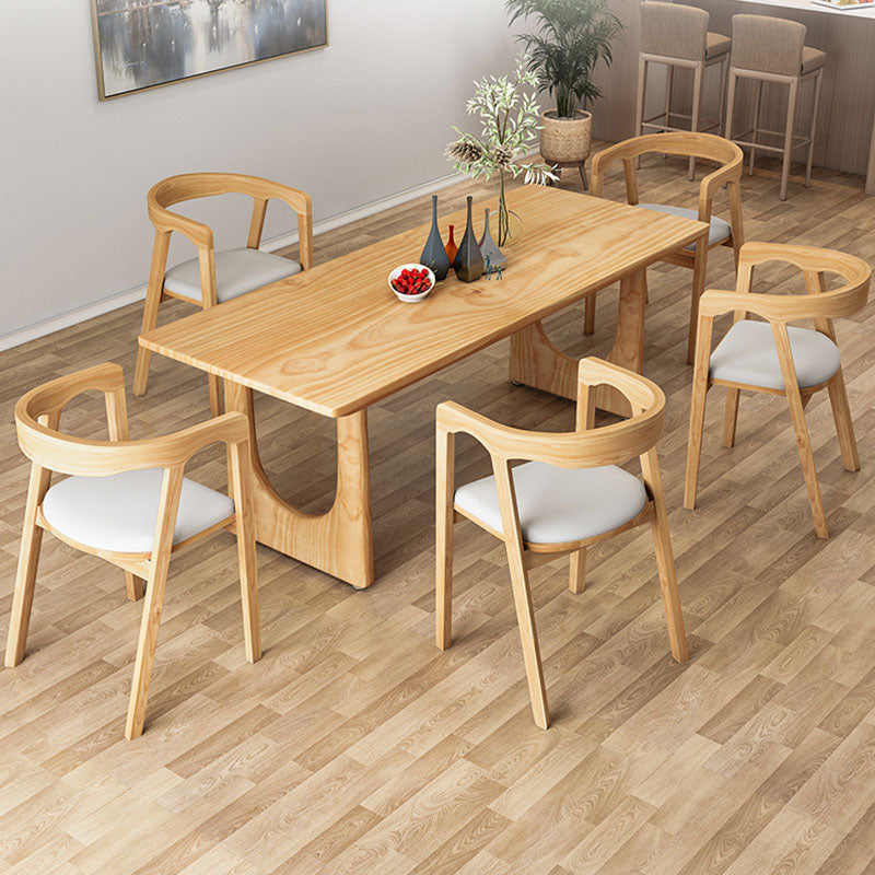 Modern Pine Solid Wood Dinette Table Rectangle Natural Base Dinner Room Kitchen Table