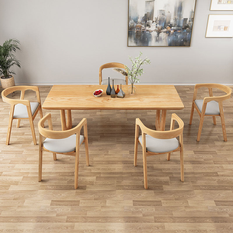 Modern Pine Solid Wood Dinette Table Rectangle Natural Base Dinner Room Kitchen Table