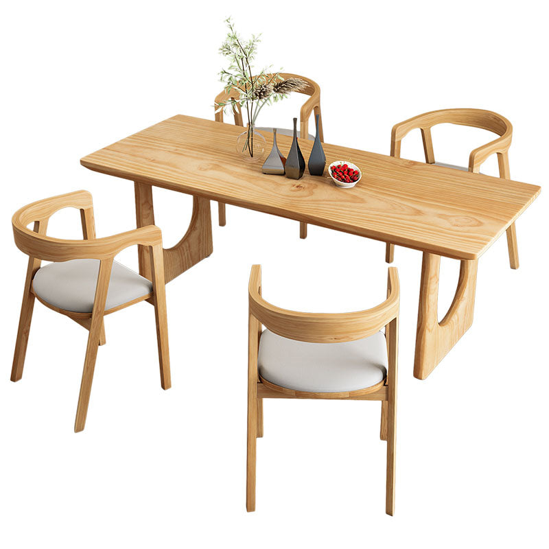 Modern Pine Solid Wood Dinette Table Rectangle Natural Base Dinner Room Kitchen Table