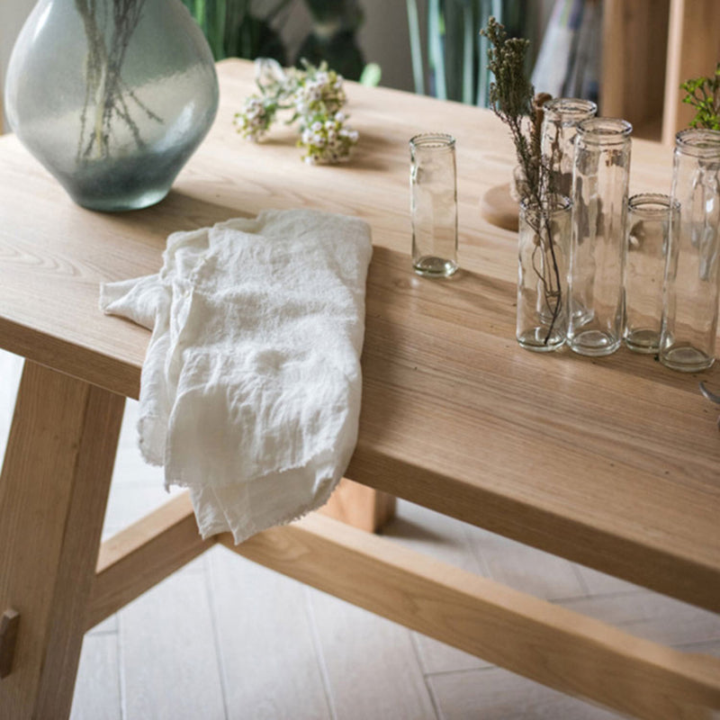 Natural Simplicity Rectangle Dining Table Pine Solid Wood Trestle Base Table