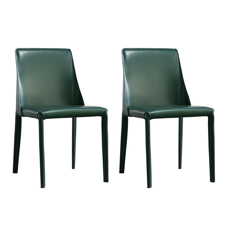 Modern Metal Dining Chair Leather Armless Dining Room Chair for Home Use