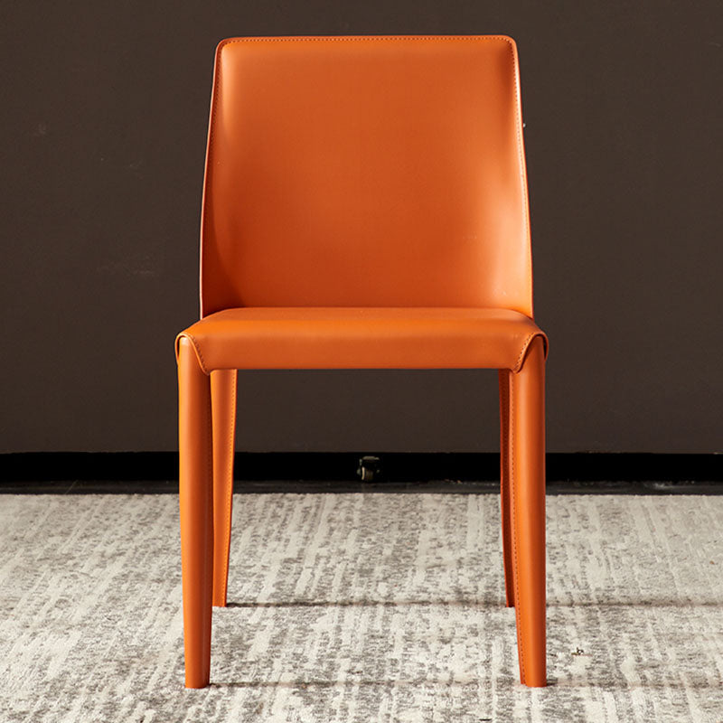Modern Metal Dining Chair Leather Armless Dining Room Chair for Home Use