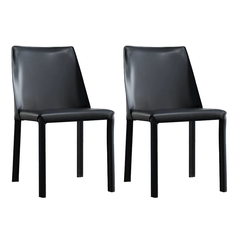 Modern Metal Dining Chair Leather Armless Dining Room Chair for Home Use