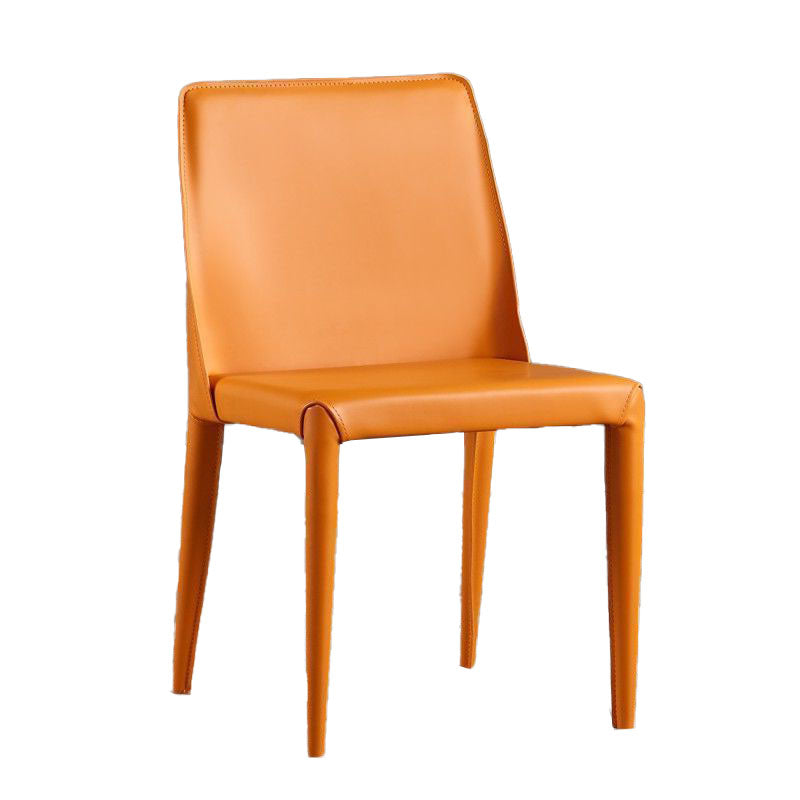 Modern Metal Dining Chair Leather Armless Dining Room Chair for Home Use