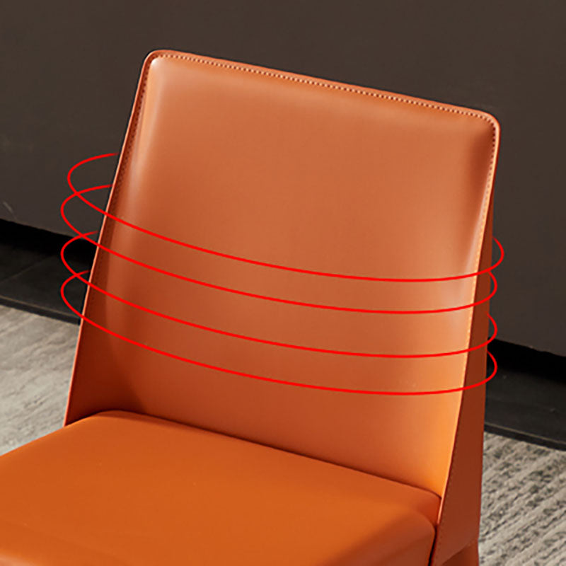 Modern Metal Dining Chair Leather Armless Dining Room Chair for Home Use
