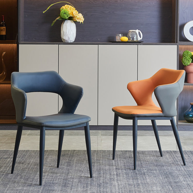 Contemporary Style Kitchen Chairs Dining Arm Open Back Side Chair with Metal Legs