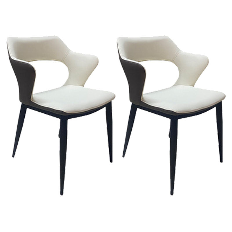 Contemporary Style Kitchen Chairs Dining Arm Open Back Side Chair with Metal Legs