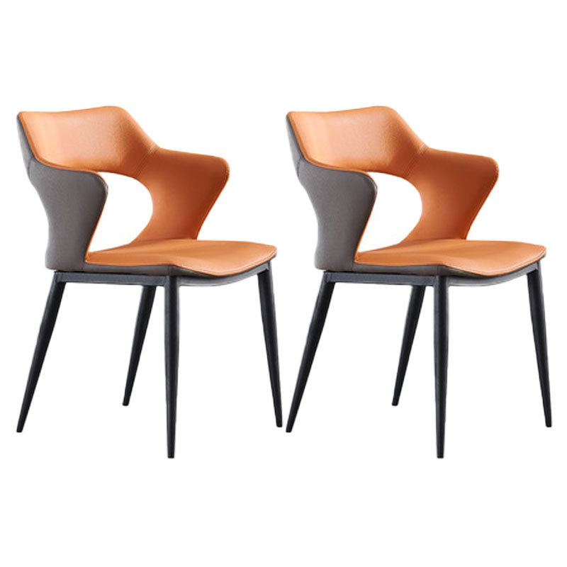 Contemporary Style Kitchen Chairs Dining Arm Open Back Side Chair with Metal Legs