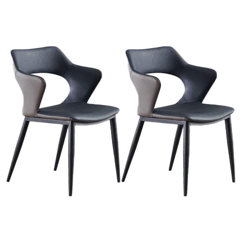Contemporary Style Kitchen Chairs Dining Arm Open Back Side Chair with Metal Legs