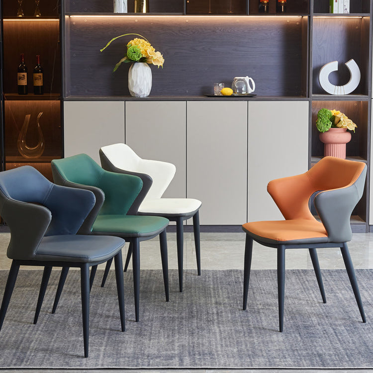 Contemporary Style Kitchen Chairs Dining Arm Open Back Side Chair with Metal Legs