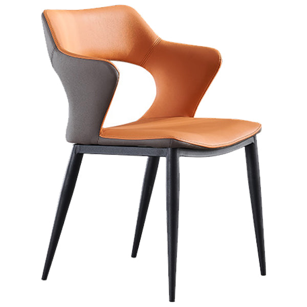 Contemporary Style Kitchen Chairs Dining Arm Open Back Side Chair with Metal Legs