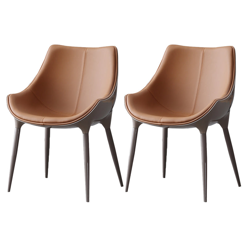 Contemporary Faux Leather Dining Chair Metal Dining Arm Chairs for Home Use