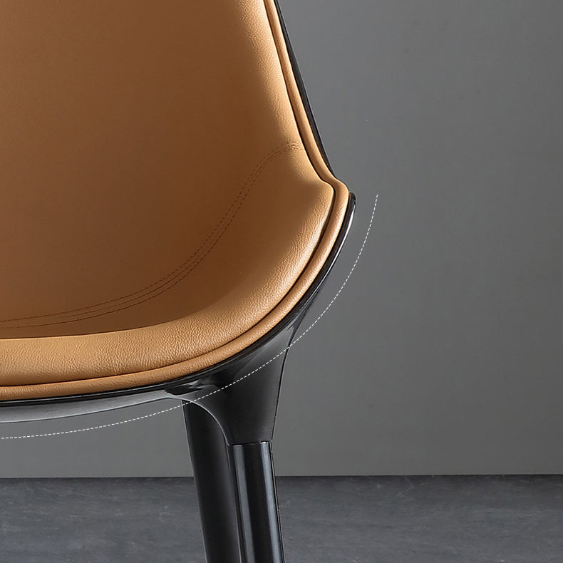 Contemporary Faux Leather Dining Chair Metal Dining Arm Chairs for Home Use