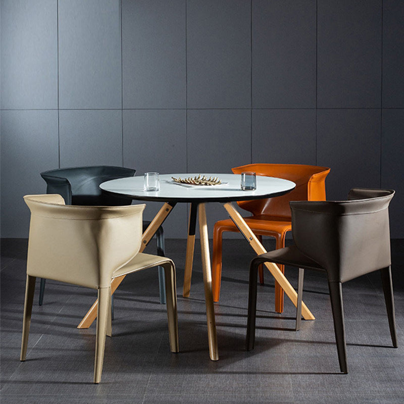 Contemporary Leather Dining Chair Arm Wingback Side Chair for Home Use