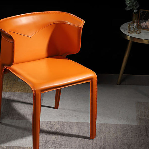 Contemporary Leather Dining Chair Arm Wingback Side Chair for Home Use