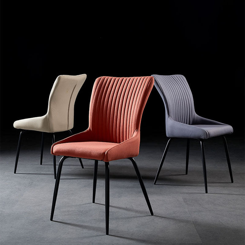 Industrial Arm Solid Back Dining Side Chair Fabric Dining Side Chair