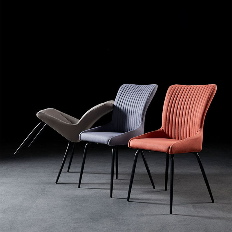 Industrial Arm Solid Back Dining Side Chair Fabric Dining Side Chair