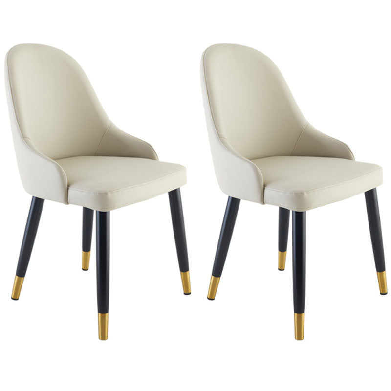 Glam Wood Dining Armless Chair Faux Leather Dining Chairs for Restaurant Use