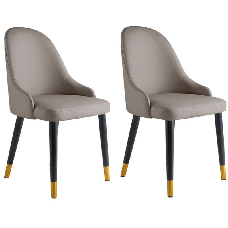 Glam Wood Dining Armless Chair Faux Leather Dining Chairs for Restaurant Use