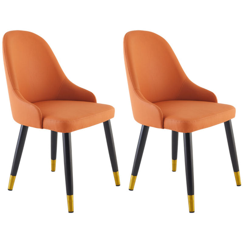 Glam Wood Dining Armless Chair Faux Leather Dining Chairs for Restaurant Use