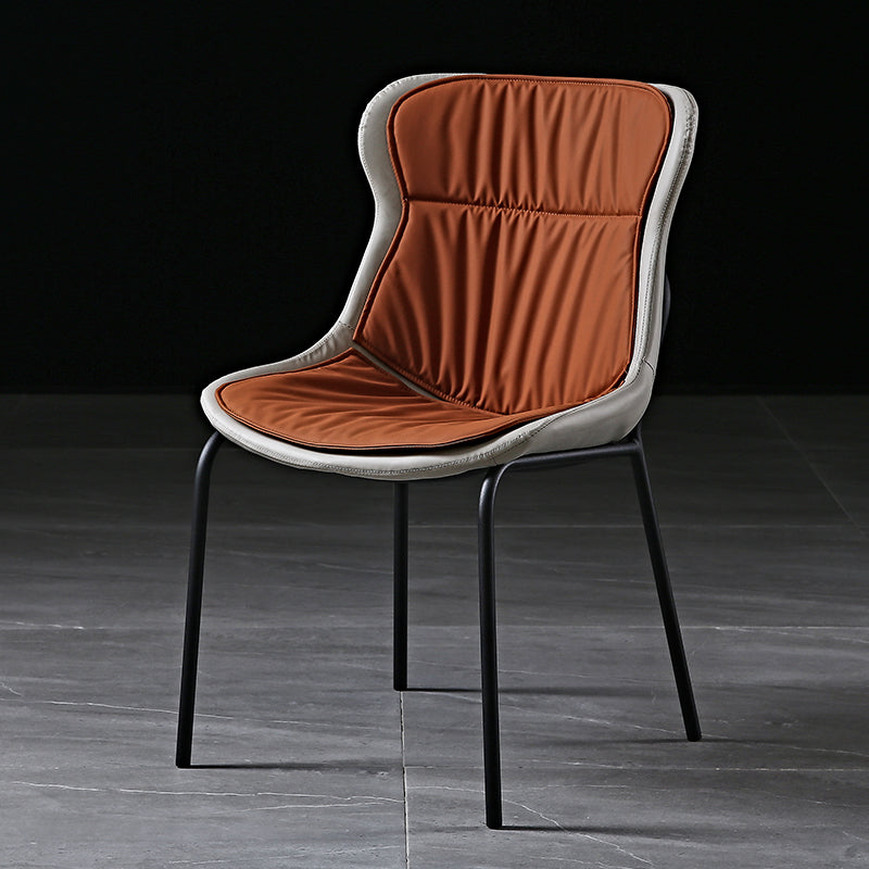 Industrial PU Leather Dining Chairs Solid Back Chair for Home