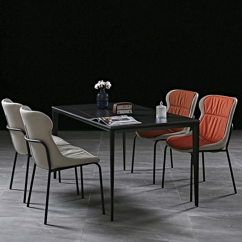 Industrial PU Leather Dining Chairs Solid Back Chair for Home