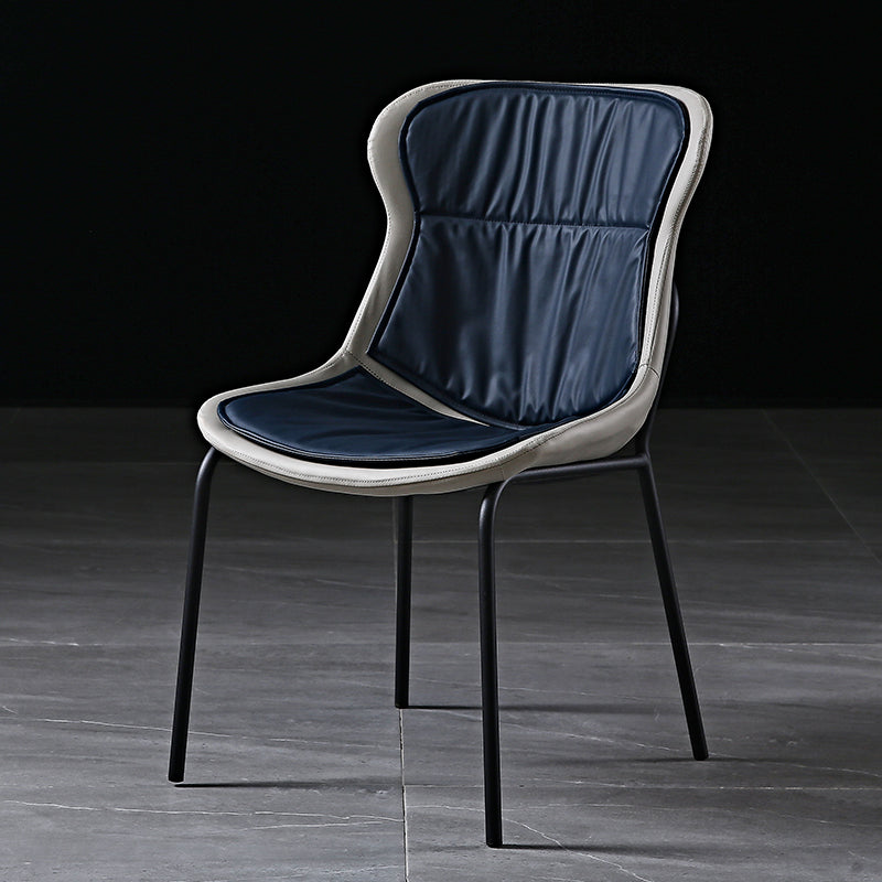 Industrial PU Leather Dining Chairs Solid Back Chair for Home