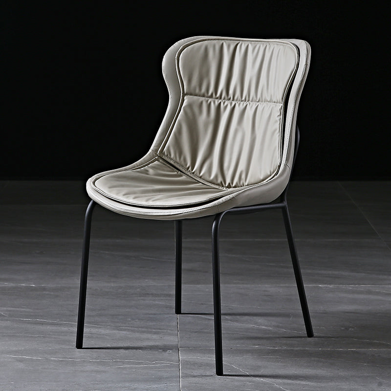 Industrial PU Leather Dining Chairs Solid Back Chair for Home